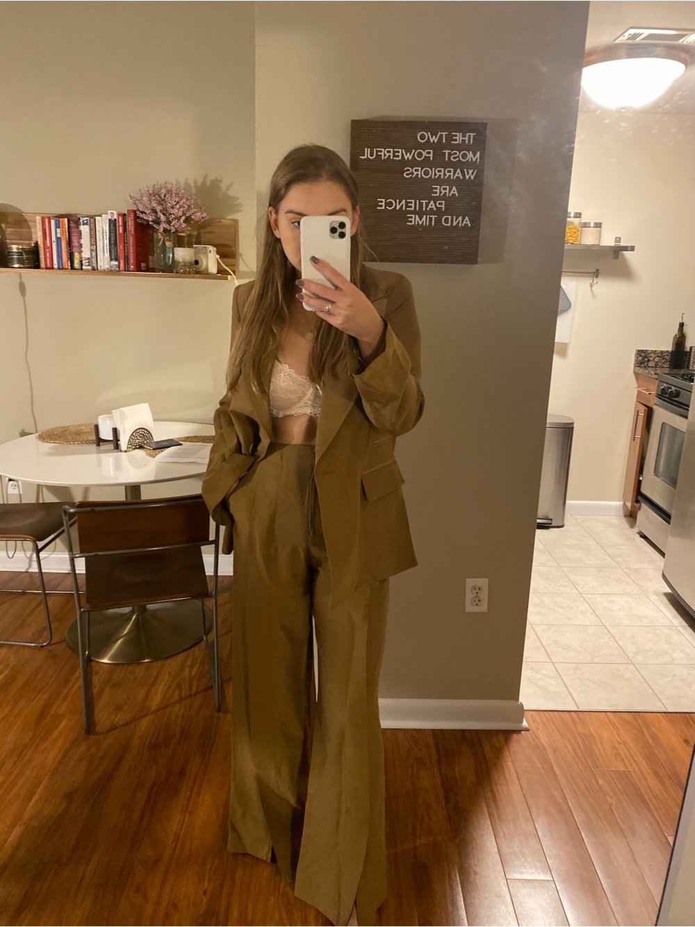Topshop Olive Wide-Leg High-Waist Pants with Matching Blazer